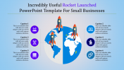  rocket launched powerpoint template -  globe model